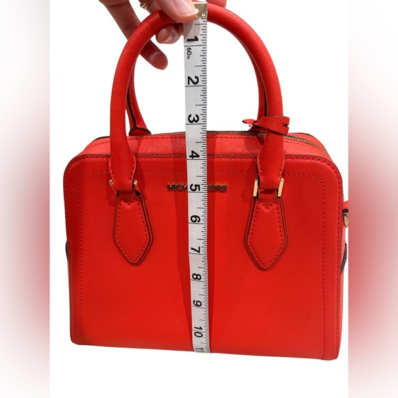 Michael Kors Saffiano Leather Satchel – Red MK Charm - Picture 13 of 13